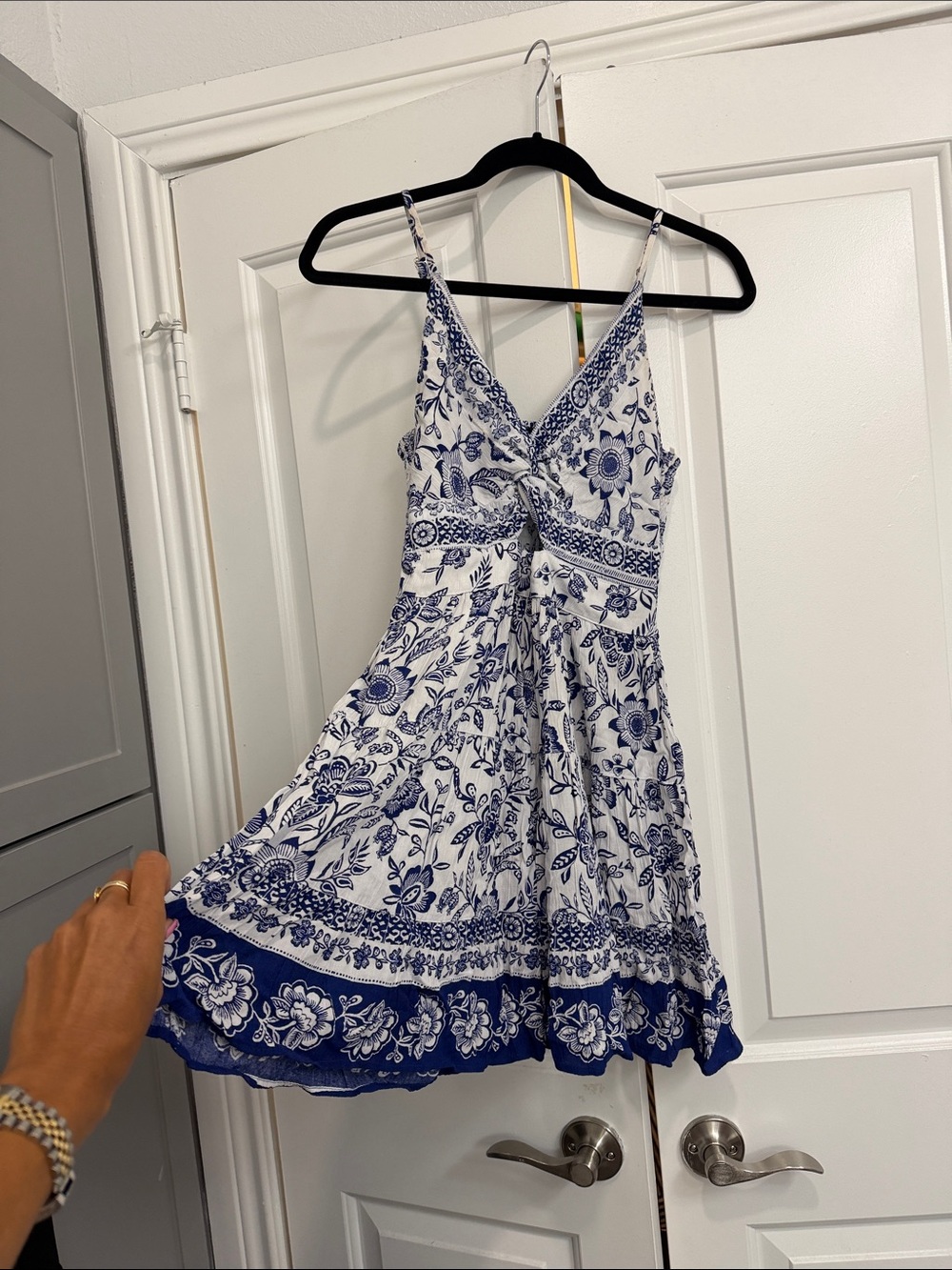 Very stretch Blue & White Floral Sundress